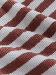 Fleur à Rayure Marron - Robe côtelée brodée à manches longues (3mois-7ans) - Image 7 de 7