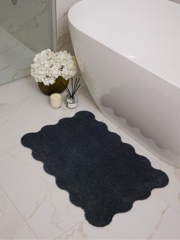 My Mat Charcoal Soft Scalloped Bathmat - Image 1 of 3 My Mat Charcoal Soft Scalloped Bathmat - Image 1 of 3