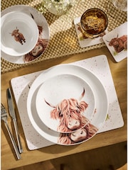 12 Piece Natural Hamish The Highland Cow Dinner Set - Image 2 of 6