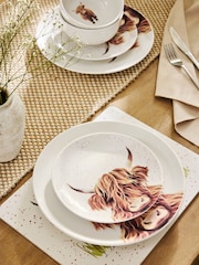 12 Piece Natural Hamish The Highland Cow Dinner Set - Image 3 of 6