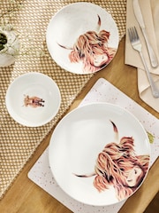 12 Piece Natural Hamish The Highland Cow Dinner Set - Image 4 of 6