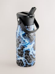 Baker by Ted Baker Blue Lightening Storm Back to School Stainless Steel Water Bottle With Straw - Image 1 of 5