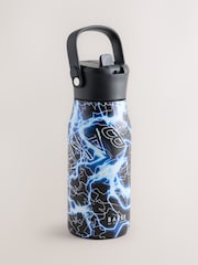 Baker by Ted Baker Blue Lightening Storm Back to School Stainless Steel Water Bottle With Straw - Image 2 of 5