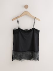 Black Lace Trim Sleeveless Cami Top - Image 6 of 8