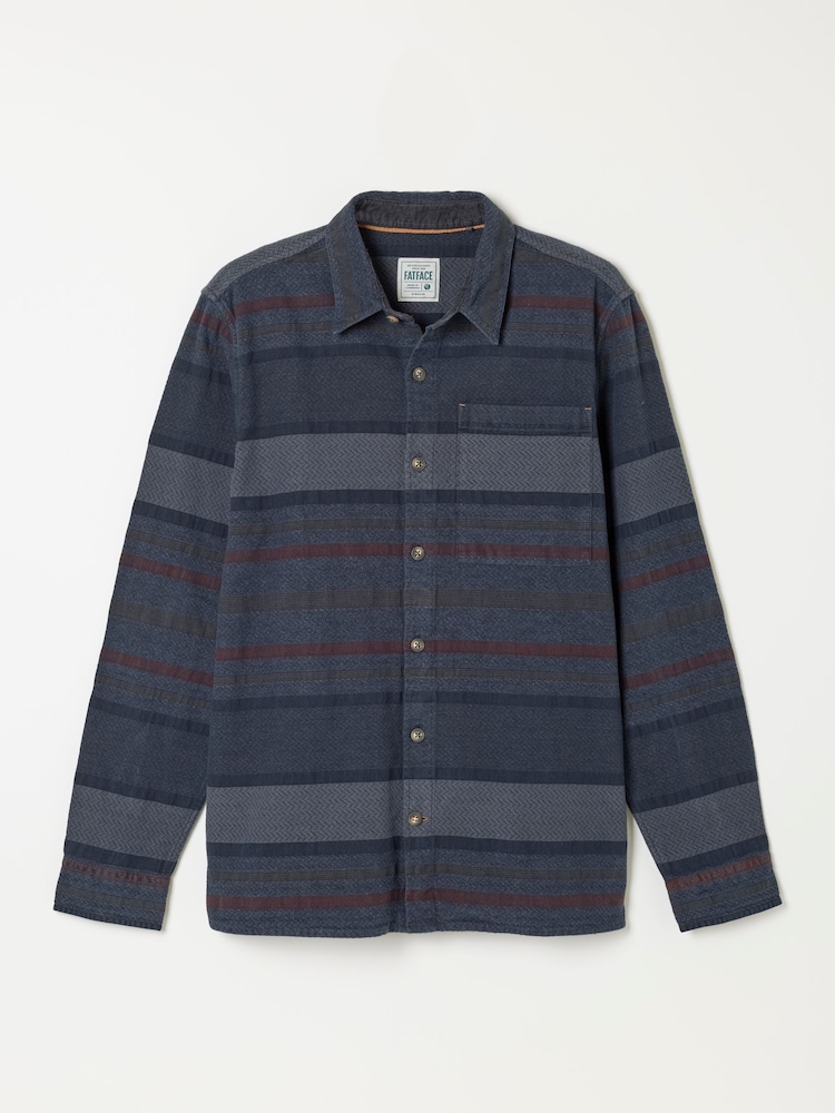 FatFace Grey Long Sleeve Wye Horizontal Stripe Shirt - Image 6 of 6