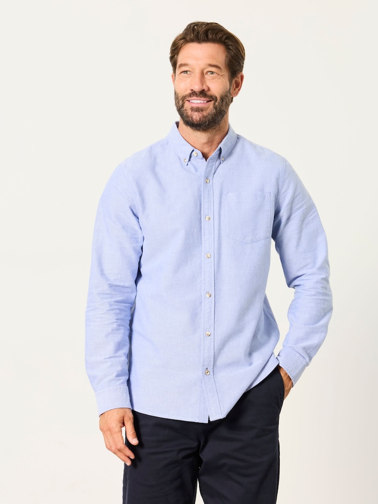FatFace Haddon Blue Long Sleeve Brushed Oxford Shirt - Image 2 of 7 FatFace Haddon Blue Long Sleeve Brushed Oxford Shirt - Image 2 of 7