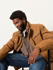 FatFace Brown Long Sleeve Relaxed Fit Herringbone Stripe Brushed Shirt - Image 6 of 7