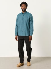 Temna teal modra - FATFACE dolg rokav; z dolgimi rokavi Brushed srajce - Slika 4 iz 8