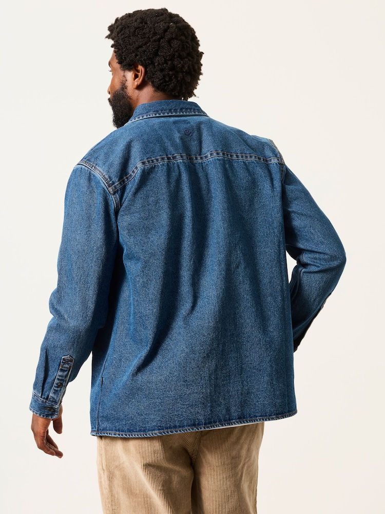 FatFace Dark Blue Relaxed Fit Denim Shirt - Image 2 of 6 FatFace Dark Blue Relaxed Fit Denim Shirt - Image 2 of 6