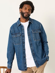 FatFace Dark Blue Relaxed Fit Denim Shirt - Image 5 of 6
