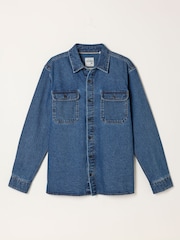 FatFace Dark Blue Relaxed Fit Denim Shirt - Image 6 of 6