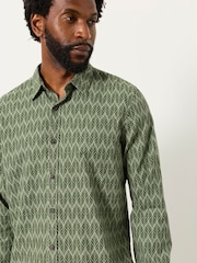 FatFace Dusky Green Long Sleeve Chambray Leaf Print Shirt - Image 4 of 5