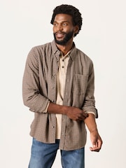 FatFace Trawden Brown Long Sleeve Gingham Shirt - Image 1 of 5