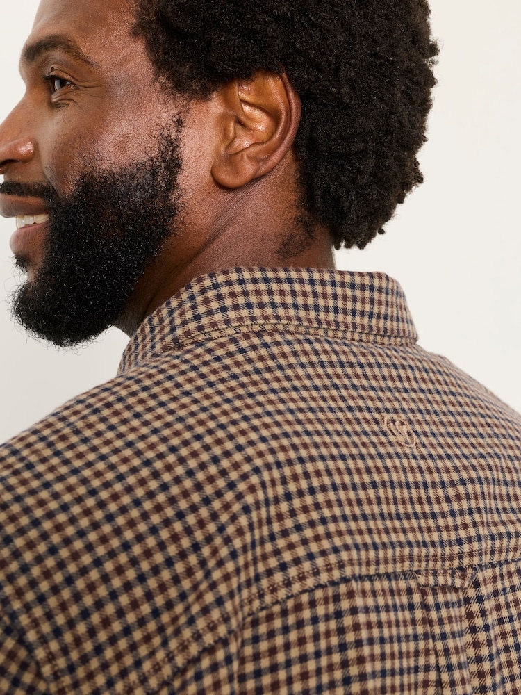 FatFace Trawden Brown Long Sleeve Gingham Shirt - Image 5 of 5