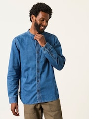 FatFace Dark Blue Long Sleeve Grandad Denim Shirt - Image 2 of 8
