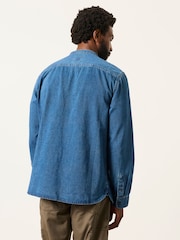 FatFace Dark Blue Long Sleeve Grandad Denim Shirt - Image 3 of 8