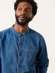 FatFace Dark Blue Long Sleeve Grandad Denim Shirt - Image 5 of 8