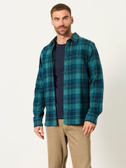 FatFace Hagley Teal Blue Long Sleeve Check Shirt - Image 1 of 6