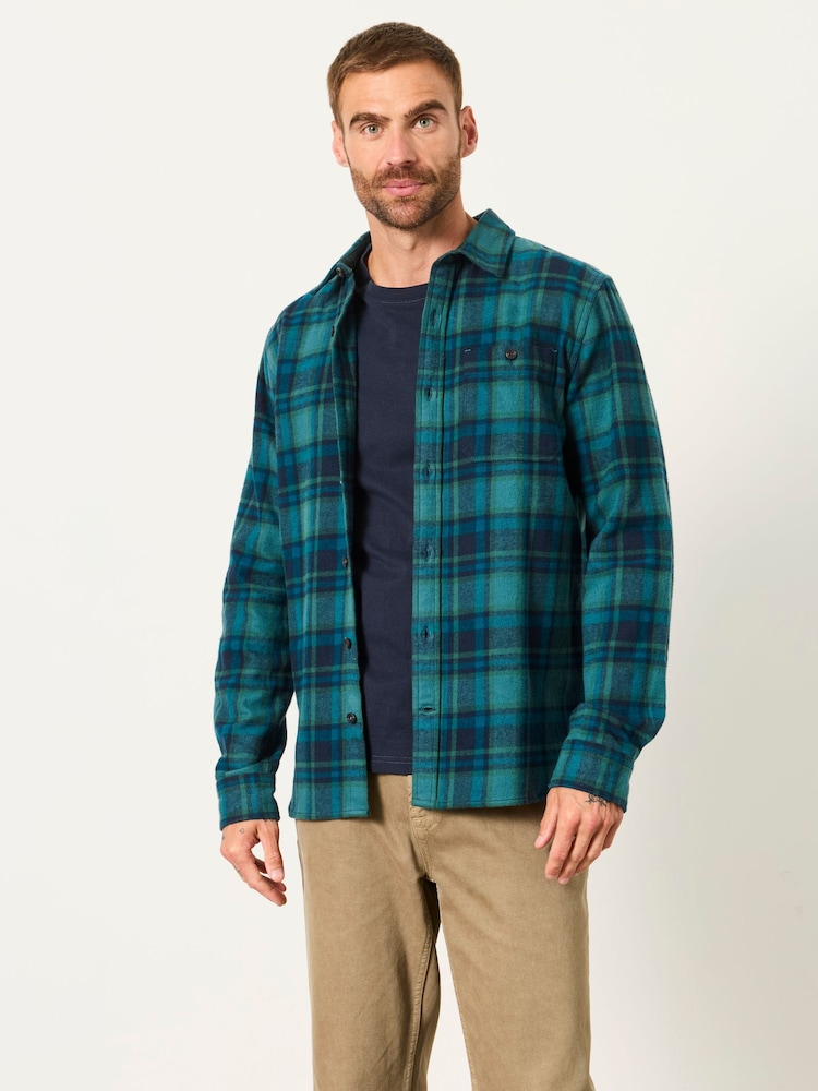 FatFace Hagley Teal Blue Long Sleeve Check Shirt - Image 1 of 6 FatFace Hagley Teal Blue Long Sleeve Check Shirt - Image 1 of 6