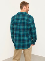 FatFace Hagley Teal Blue Long Sleeve Check Shirt - Image 2 of 6