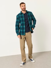 FatFace Hagley Teal Blue Long Sleeve Check Shirt - Image 4 of 6