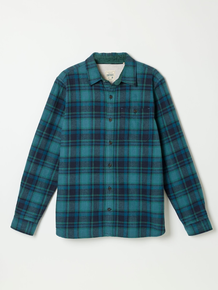 FatFace Hagley Teal Blue Long Sleeve Check Shirt - Image 6 of 6 FatFace Hagley Teal Blue Long Sleeve Check Shirt - Image 6 of 6