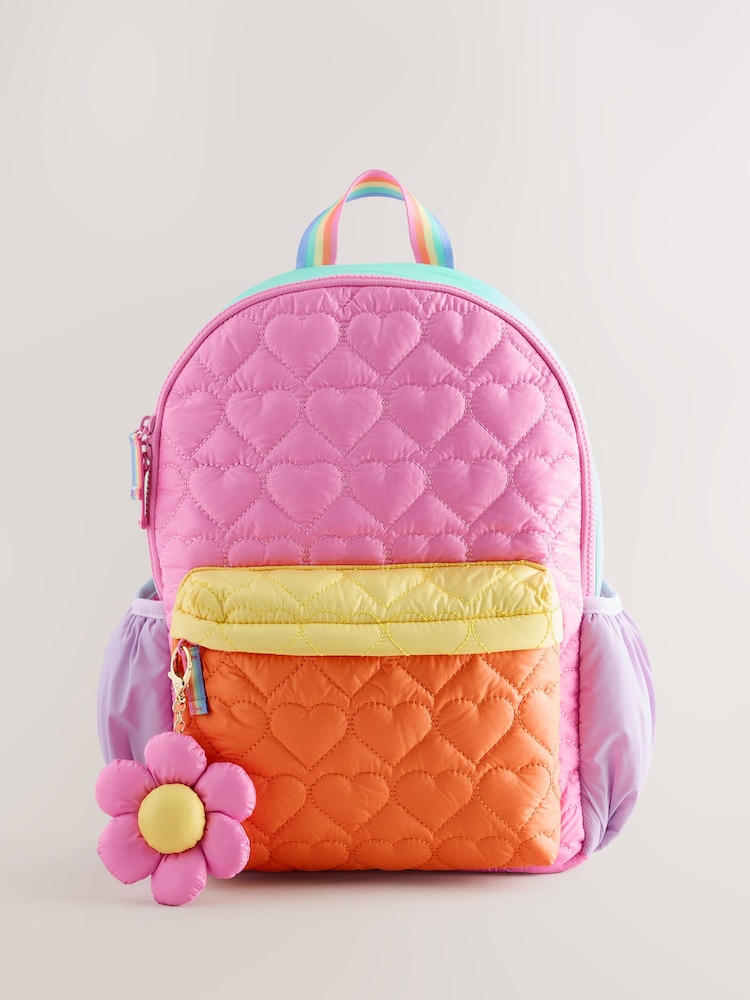 Little Bird ni Jools Oliver Back To School Pastel Rainbow Colourblock Nylon Quilted Heart Backpack - Larawan 1 ng 6 Little Bird ni Jools Oliver Back To School Pastel Rainbow Colourblock Nylon Quilted Heart Backpack - Larawan 1 ng 6