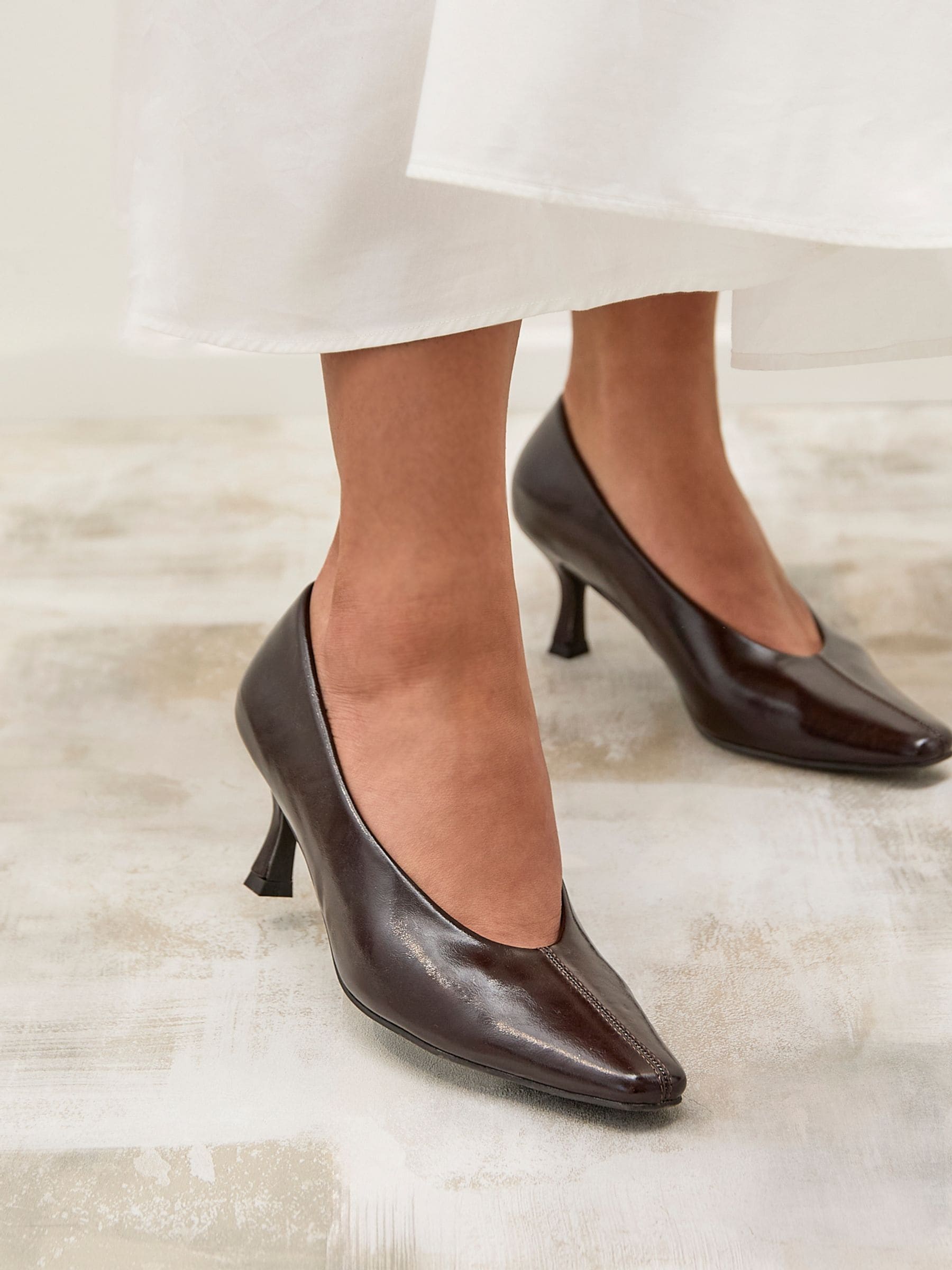 Buy Коричневий - Linzi Delaney Square Toe Court Heels з сайту Next