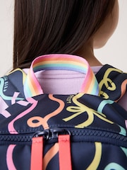 Little Bird by Jools Oliver Navy Back To School Pastel Rainbow Bow Backpack - Image 3 of 6
