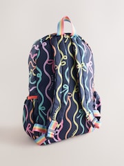 Little Bird by Jools Oliver Navy Back To School Pastel Rainbow Bow Backpack - Image 5 of 6