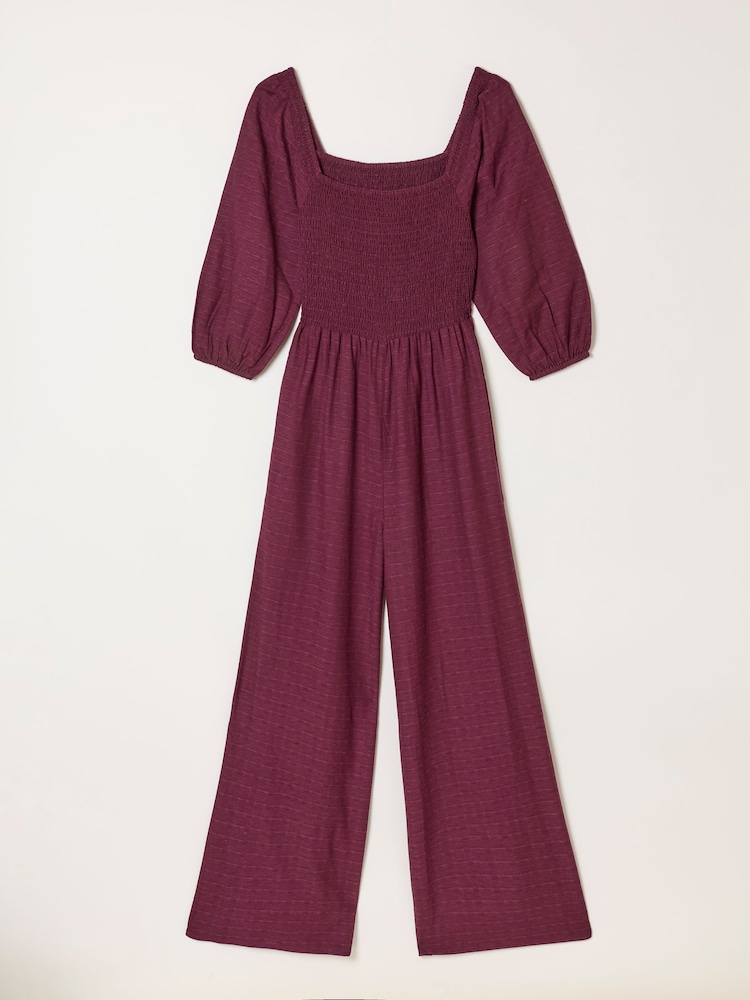 FatFace Adele Plum Purple Petite Embroidered Jumpsuit - Image 6 of 6 FatFace Adele Plum Purple Petite Embroidered Jumpsuit - Image 6 of 6
