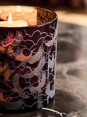 Purple Crane Birds Glass Hurricane - Image 3 of 4