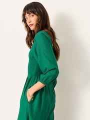 FatFace Adele Green Petite Embroidered Jumpsuit - Image 4 of 5