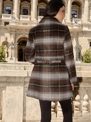Lipsy Chocolate Brown Check Dolly Coat - Image 5 of 6