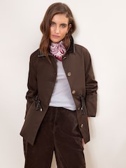 Lipsy Chocolate Brown Petite Choc Short Trench PU Collar Coat - Image 1 of 6