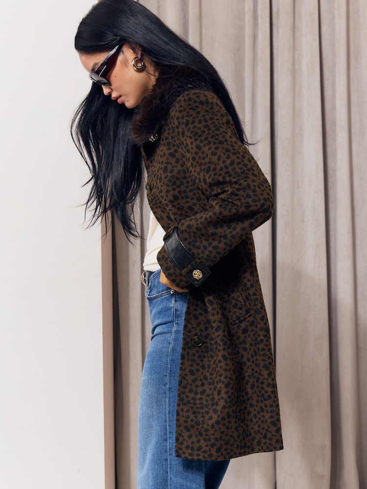 Lipsy Animal Fur Collar Coat - Image 2 of 5