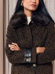 Lipsy Animal Fur Collar Coat - Image 4 of 5