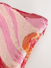 Red/Pink Swirl Sequin Bandeau Top - Image 7 of 8