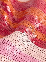Red/Pink Swirl Sequin Mini Skirt - Image 11 of 11