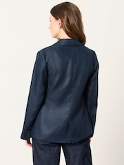 FatFace Lyla Navy Petite Linen Blazer - Image 2 of 6