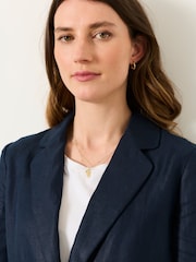 FatFace Lyla Navy Petite Linen Blazer - Image 3 of 6