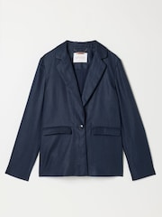 FatFace Lyla Navy Petite Linen Blazer - Image 6 of 6