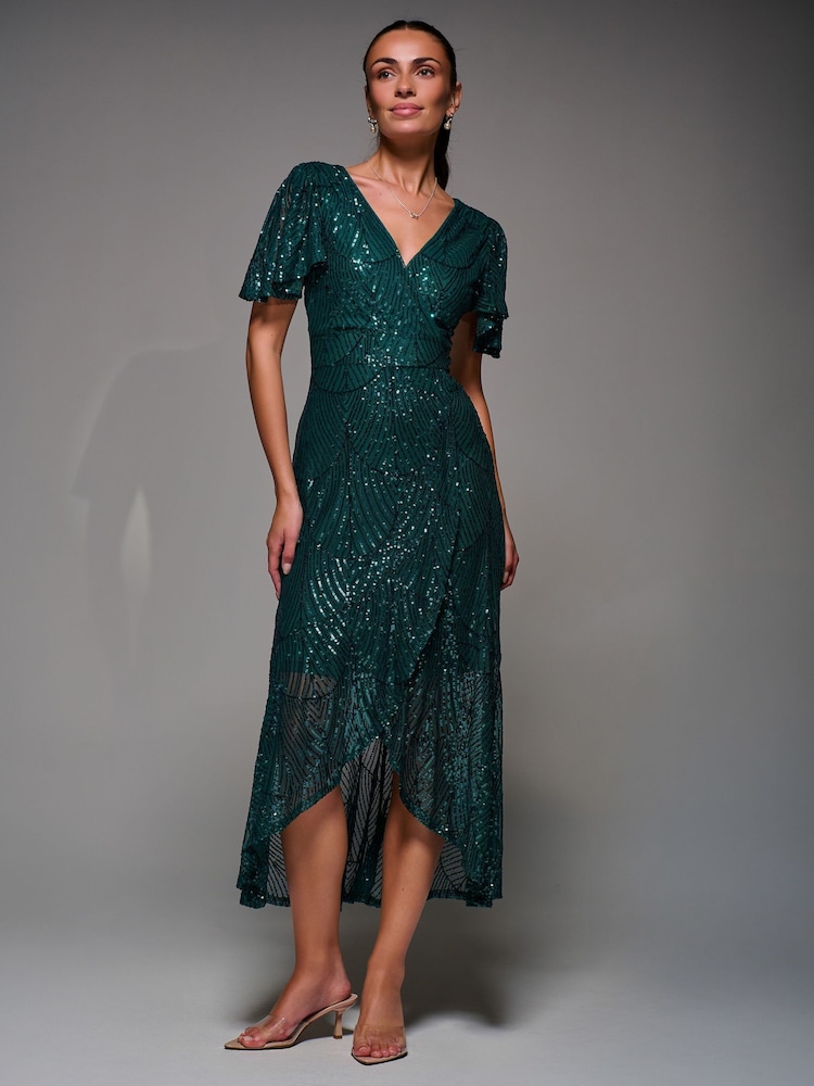 maxi green sequin dress Muse Sequin Maxi Dress — Emerald Green Gown