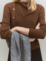 Mango Brown Button Detailed Knitted Jumper - Image 1 of 6