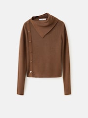 Mango Brown Button Detailed Knitted Jumper - Image 5 of 6