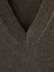 Mango Tan Brown V-Neck Knitted Jumper - Image 5 of 5