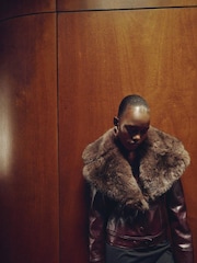 Mango Red Fur Leather Effect Jacket - Image 4 of 6