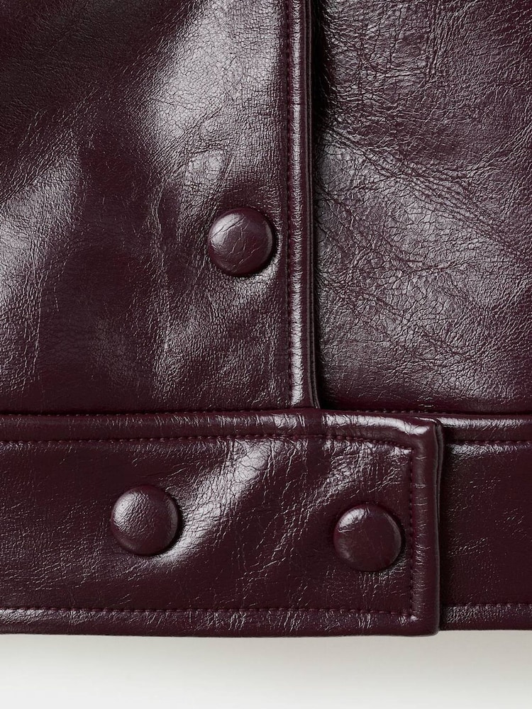 Mango Red Fur Leather Effect Jacket - Image 6 of 6