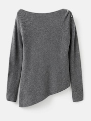 Mango Grey Asymmetric Button Detail Knitted Jumper - Image 5 of 6