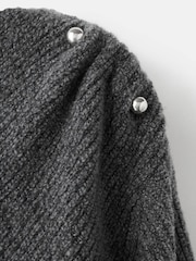 Mango Grey Asymmetric Button Detail Knitted Jumper - Image 6 of 6